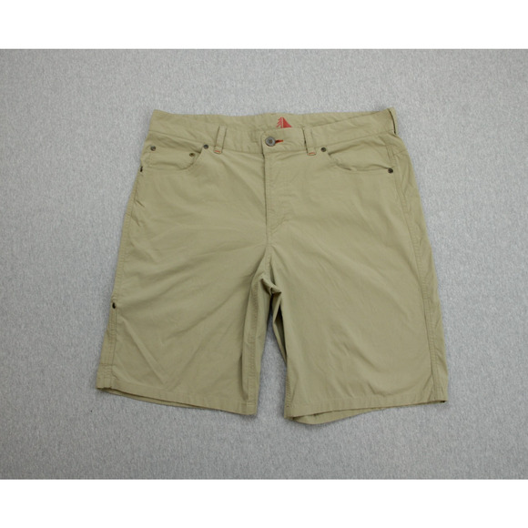 LL Bean Shorts Mens 35W Brown Chino Flat Front Nylon Stretch Performance - Picture 1 of 6